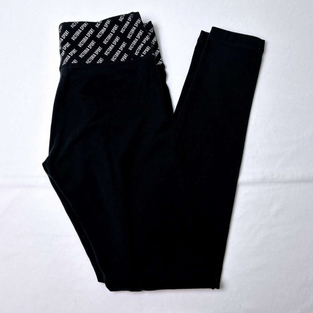 Victoria Sport Womens Logo Waistband Activewear Leggings Size S Black Athleisure